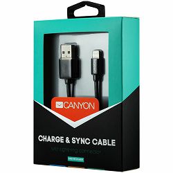 CANYON CNS-MFICAB01B Ultra-compact MFI Cable, certified by Apple, 1M length , 2.8mm , black color