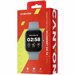 CANYON Wildberry SW-74 Smart watch, 1.3inches TFT full touch screen, Zinc plastic body, IP67 waterproof, multi-sport mode, compatibility with iOS and android, blue body with blue silicon belt, Host: 4