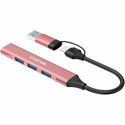CANYON hub DS-02 4in1 USB-A/C Pink