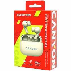 CANYON OnGo TWS-10 ANC+ENC, Bluetooth Headset, microphone, BT v5.3 BT8922F, Frequence Response:20Hz-20kHz, battery Earbud 40mAh*2+Charging case 500mAH, type-C cable length 24cm,size 63.97*47.47*26.5mm