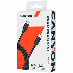 CANYON C-9, 100W, 20V/ 5A, typeC to Type C, 1.2M with Emark, Power wire :20AWG*4C,Signal wires :28AWG*4C,OD4.3mm +/- 0.2mm, PVC ,black