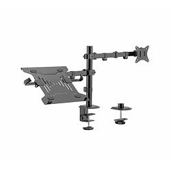 Gembird Adjustable desk mount with monitor arm and notebook tray