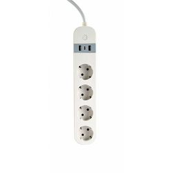 Gembird Smart power strip with USB charger, 4 sockets, white