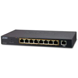 PLANET Gigabit Preklopnik (Switch) 8-port 10/100/1000Mbps sa 8-Port 802.3at PoE + 1-port Gigabit Ethernet Switch (100W POE Budget with External Power Supply)