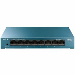 TP-Link LiteWave 8-Port Gigabit Desktop Switch, 8 Gigabit RJ45 Ports, Desktop Steel Case, Wall Mount, Green Ethernet technology