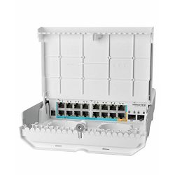 MikroTik outdoor 18 port switch with 15 reverse PoE ports and SFP