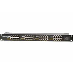 MaxLink Gigabit POE panel 16 ports, 1U for rack 19", shielded, black