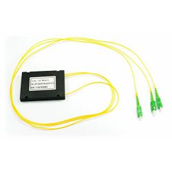 NFO Fiber Optic PLC Splitter, 1:2, ABS Box, SM, G.657A, 1m, SC APC