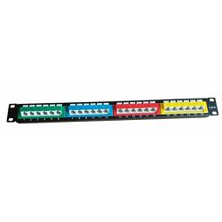 NaviaTec CAT6 Unshielded Colorful Patch Panel 45 Degree with Back Bar, 1U
