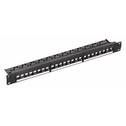 NaviaTec Cat6 Unshielded 24-Port Patch Panel, 1U with keystones