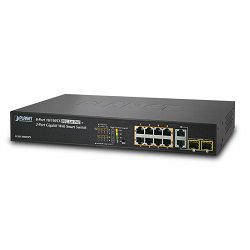 Planet 10-Port Web Managed PoE Switch (8x 100Mbps 802.3at PoE (125W) 2x combo GbE SFP) Uplink Ports Rackmount Desktop Switch