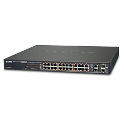Planet 26-Port Web Managed (24x 100mbps 802.3at PoE 2-Port 1G TP SFP Combo) Switch 220W