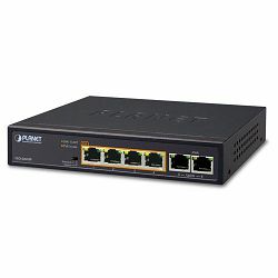 Planet 6-port Desktop PoE Switch (4x 100Mbps RJ45 30W port 802.3at PoE (60W) 2x 100Mbps RJ45