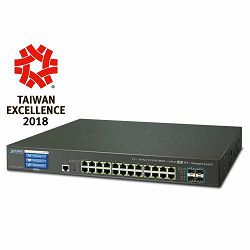 Planet L2 L4 24-Port 10 100 1000T 4-Port 10G SFP Managed Switch w LCD 48V Redundnat Power