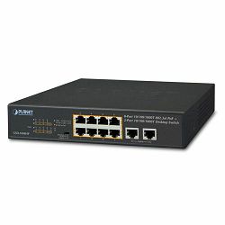 Planet 8-Port 1GbE RJ45 802.3at PoE 2-Port 1GbE RJ45 Desktop Switch (120 watts)