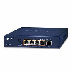 Planet 5-Port PoE Swicth 2x GbE 802.3bt PoE 2x GbE 802.3at 1 GbE