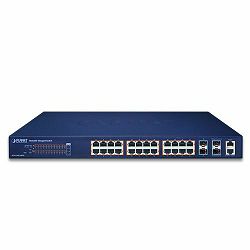 Planet Layer 2 24-Port 10 100 1000T 802.3at PoE 4-Port 10G SFP Stackable Managed Switch