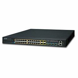 Planet 28-Port L3 PoE Stackable Managed Switch (24x 1GbE RJ45 802.3at PoE 4x 10G SFP Slots Stackable Managed Switch