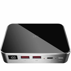 Prestigio Graphene PD PRO, fast charging powerbank, 20000 mAh, 2*USB3.0 QC, 1*Type-C PD, wireless charging interface 10W, LED battery indicator, leather case, cable type C-USB, 60W adapter in the box,