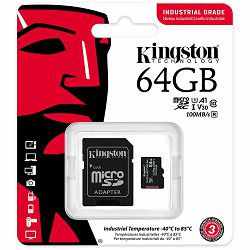 Kingston 64GB microSDXC Industrial C10 A1 pSLC Card + SD Adapter