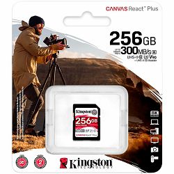 Kingston 256GB Canvas React Plus SDXC UHS-II 300R/260W U3 V90 for Full HD/4K/8K EAN: 740617301977