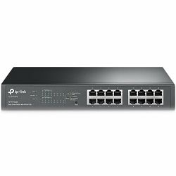 TP-Link TL-SG1016PE 16-Port Gigabit Desktop/Rackmount PoE+ Easy Smart Switch, 16 Gigabit RJ45 ports including 8 PoE+ ports, 110W PoE Power supply, PoE Management, MTU/Port/Tag-based VLAN, QoS, IGMP Sn