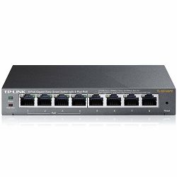 TP-Link Switch 8-Port Gigabit Desktop PoE Easy Smart Switch, 8 Gigabit RJ45 ports including 4 PoE ports, 55W PoE Power supply, MTU/Port/Tag-based VLAN, QoS, IGMP Snooping, steel case