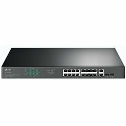 18-port gigabit Unmanaged switch with 16 PoE+ ports, 18 10/100/1000Mbps RJ-45 port, 2 combo SFP ports, compliant with 802.3af/at, 250W PoE budget, support 802.1p/DHCP QoS, plug and play, 1U 19-inch ra
