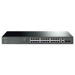 TP-Link Omada JetStream 28-port Gigabit Easy Smart preklopnik (Switch), 24x 10/100/1000 Mbps RJ45 PoE+ port,2x SFP fiber uperlink port, Rack-mount, 250 w PoE+ budget