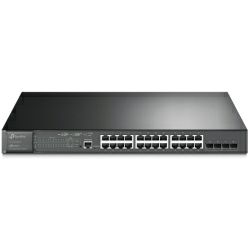 TP-Link JetStream 28-port Gigabit L2+ upravljiv PoE+ preklopnik (Switch), 24×10/100/1000M RJ45 ports, 4×Gbit SFP, RJ45/Micro-USB Console port, 1U 19" rack mount (384W)