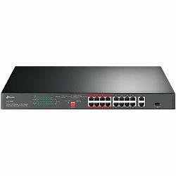 16-port 10/100Mbps + 2-port Gigabit unmanaged switch with 16 PoE+ ports, compliant with 802.3af/at PoE, 150W PoE budget,  support 250m Extend Mode, priority mode and Isolation mode, rackmount, plug an