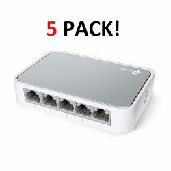 TP-Link TL-SF1005D, (5)10 100Mbps RJ45 Ports Desktop Unmanaged Switch 5pack