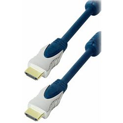 Transmedia HDMI cable metal plugs gold contacts, 15,0 m, blue