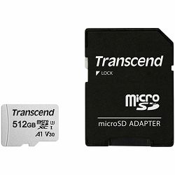 Transcend 512GB UHS-I U3, A1, V30 microSD with Adapter