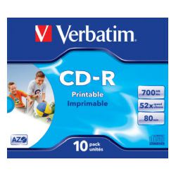 CD-R Verbatim 700MB 52× AZO+ Wide Inkjet Printable JC 1 kom.