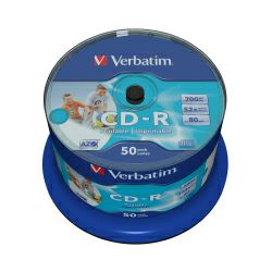 CD-R Verbatim 700MB 52× DataLife+ Wide InkJet PRINTABLE (No ID) 50 pack spindle