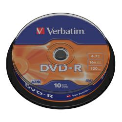 DVD-R Verbatim 4.7GB 16× Matt Silver 10 pack spindle