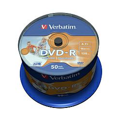 DVD-R Verbatim 4.7GB 16× Wide PRINTABLE (No ID) 50 pack spindle
