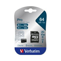 Verbatim memorijska kartica Micro SD Pro (XC/UHS1) 64GB Class 10 Card + adapter