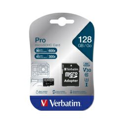 Verbatim memorijska kartica Micro SD Pro (XC/UHS3) 128GB Class 10 Card + adapter