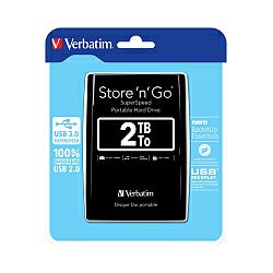 Verbatim 2.5" StorenGo 2TB HDD, USB3.0, crni