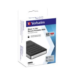 Verbatim 2.5" StorenGo Secure 1TB HDD, USB3.1 Gen1, AES 256-bit hardware enkripcija, zaštita pristupa tipkovnicom