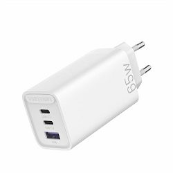 Vention 3-port USB (C C A) GaN Charger (65W 30W 30W) EU-Plug, White