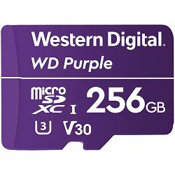 MicroSDXC Card WD Purple SC QD101 Ultra Endurance 256GB, SDA 6.0, Speed Class 10, TBW 128