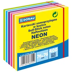 Blok kocka samoljepljiva Donau 76x76 mm, 400 listića, neon-pastel boje