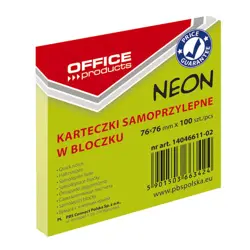 Blok samoljepljivi Office products 76x76 mm, 100 listića, neon zeleni