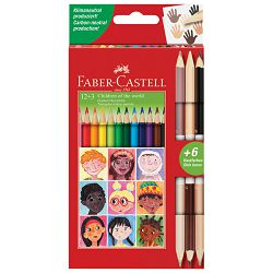 Boje drvene  12boja trokutaste+3boje drvene obostrane Skin Faber Castell 511514 blister