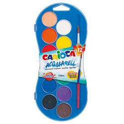 Boje vodene fi30 12/1 s kistom pvc CARIOCA ACQUARELL 42404 bls P48