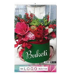 "BUKETI" 13 list., dim: 30,5x55 cm, PVC vrećica, P/50, color kalendar