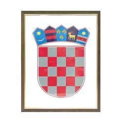 Grb Republike Hrvatske drveni okvir, 21x30 cm